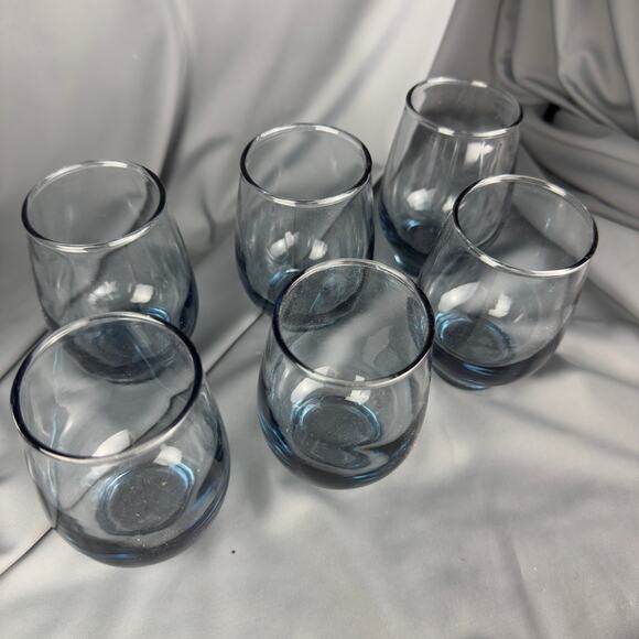 Set of 6 Libbey Blue Juice Glasses 4" Small Tumblers Vintage Retro - Picture 2 of 4